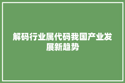 解码行业属代码我国产业发展新趋势 必应SEO