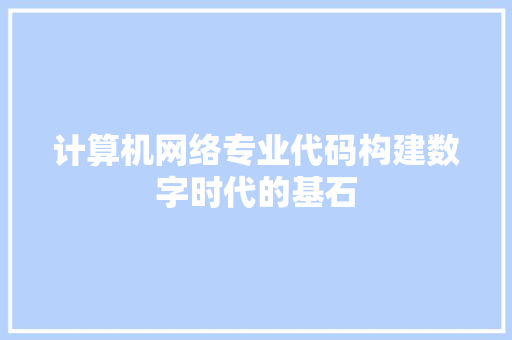 计算机网络专业代码构建数字时代的基石 百度SEO