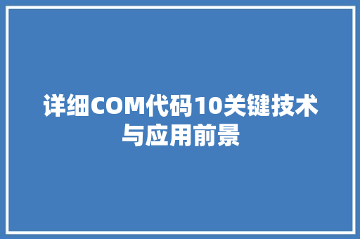 详细COM代码10关键技术与应用前景 百度SEO