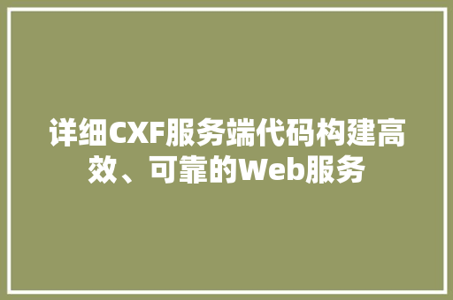 详细CXF服务端代码构建高效、可靠的Web服务 神马SEO