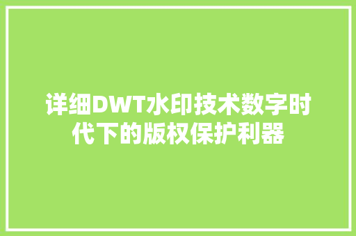 详细DWT水印技术数字时代下的版权保护利器