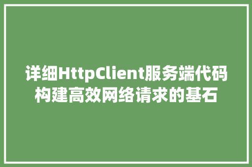 详细HttpClient服务端代码构建高效网络请求的基石