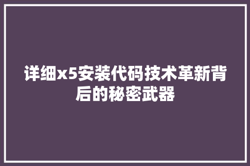 详细x5安装代码技术革新背后的秘密武器 神马SEO