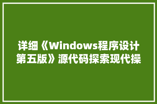 详细《Windows程序设计第五版》源代码探索现代操作系统编程的艺术 SEO关键词