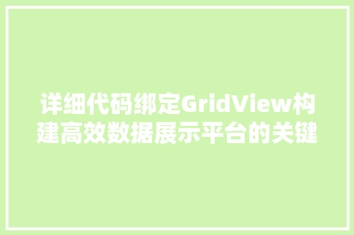 详细代码绑定GridView构建高效数据展示平台的关键 网站建设公司