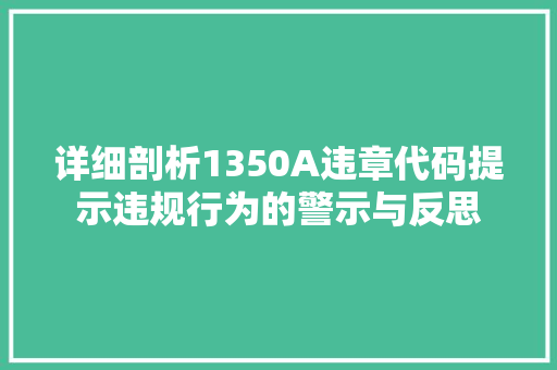 详细剖析1350A违章代码提示违规行为的警示与反思 网站建设公司