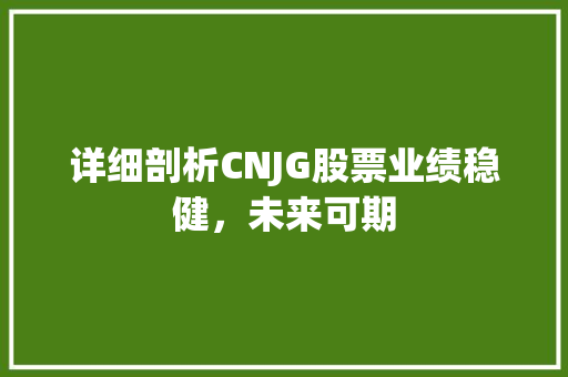 详细剖析CNJG股票业绩稳健，未来可期 百度SEO
