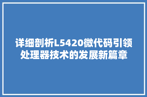 详细剖析L5420微代码引领处理器技术的发展新篇章 神马SEO
