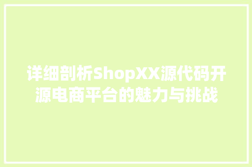 详细剖析ShopXX源代码开源电商平台的魅力与挑战 百度SEO