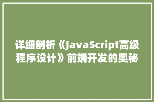 详细剖析《JavaScript高级程序设计》前端开发的奥秘 SEO关键词