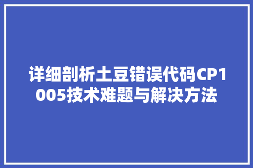 详细剖析土豆错误代码CP1005技术难题与解决方法 必应SEO