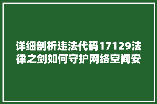 详细剖析违法代码17129法律之剑如何守护网络空间安全 必应SEO