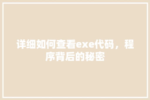 详细如何查看exe代码，程序背后的秘密 神马SEO