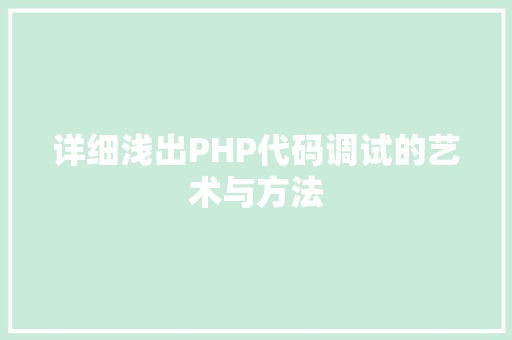 详细浅出PHP代码调试的艺术与方法 必应SEO