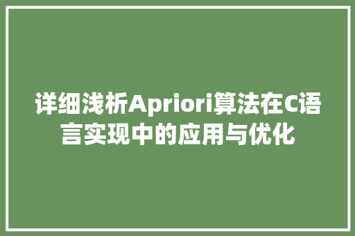 详细浅析Apriori算法在C语言实现中的应用与优化 百度SEO