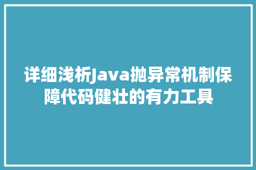 详细浅析Java抛异常机制保障代码健壮的有力工具