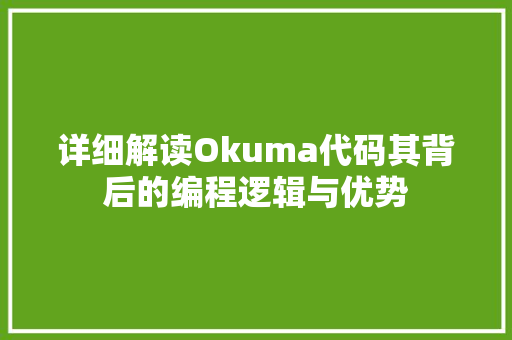 详细解读Okuma代码其背后的编程逻辑与优势 SEO关键词