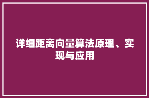 详细距离向量算法原理、实现与应用 百度SEO