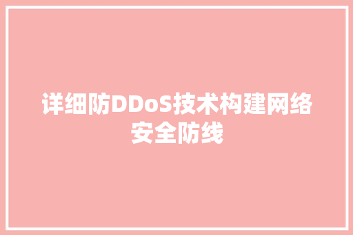 详细防DDoS技术构建网络安全防线 必应SEO