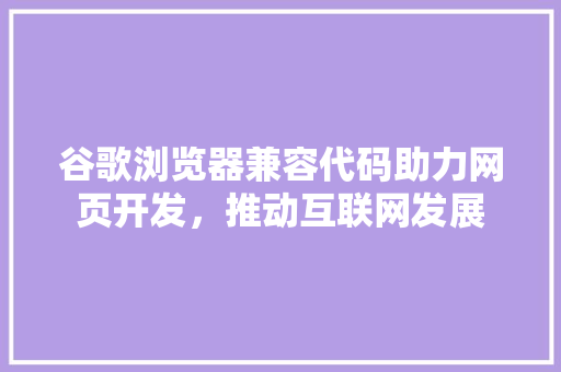 谷歌浏览器兼容代码助力网页开发，推动互联网发展 SEO关键词