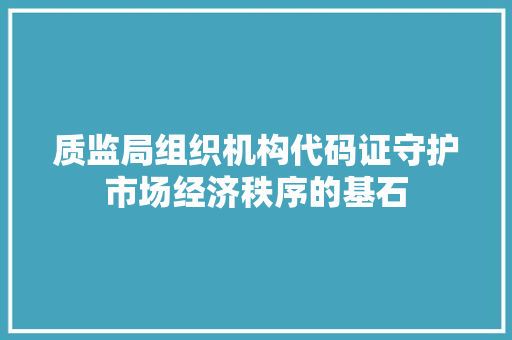 质监局组织机构代码证守护市场经济秩序的基石 必应SEO