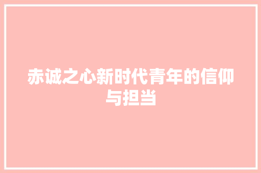 赤诚之心新时代青年的信仰与担当 网站建设公司