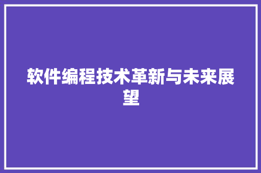 软件编程技术革新与未来展望 神马SEO