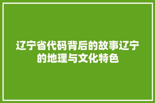 辽宁省代码背后的故事辽宁的地理与文化特色 网站建设公司
