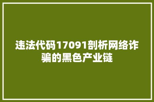 违法代码17091剖析网络诈骗的黑色产业链