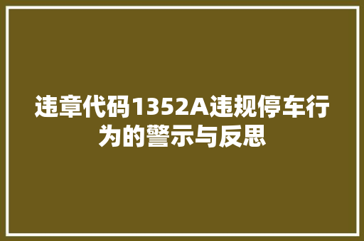 违章代码1352A违规停车行为的警示与反思 必应SEO