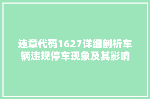 违章代码1627详细剖析车辆违规停车现象及其影响 SEO关键词