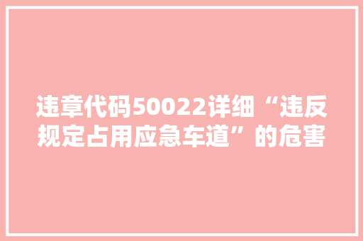 违章代码50022详细“违反规定占用应急车道”的危害与防范 SEO关键词