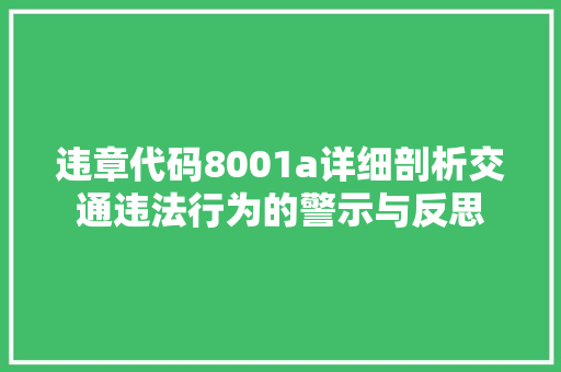 违章代码8001a详细剖析交通违法行为的警示与反思 神马SEO