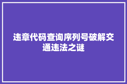 违章代码查询序列号破解交通违法之谜 搜狗SEO