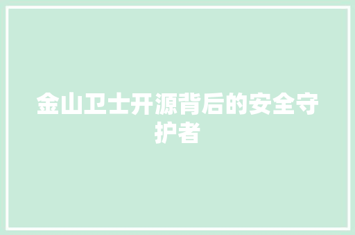 金山卫士开源背后的安全守护者 网站建设公司