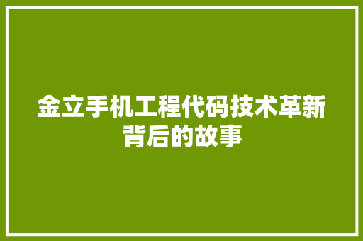 金立手机工程代码技术革新背后的故事 网站建设公司