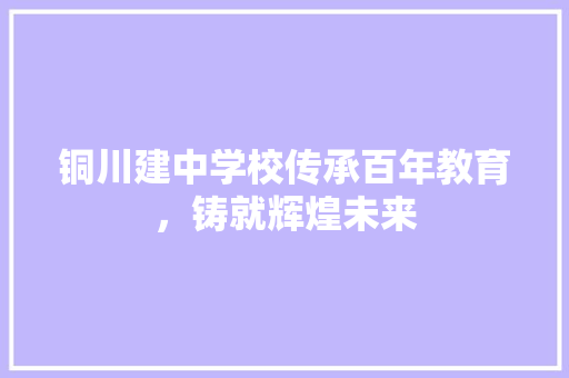铜川建中学校传承百年教育，铸就辉煌未来 百度SEO