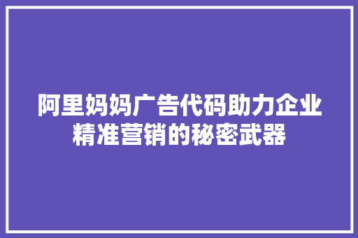 阿里妈妈广告代码助力企业精准营销的秘密武器 SEO关键词