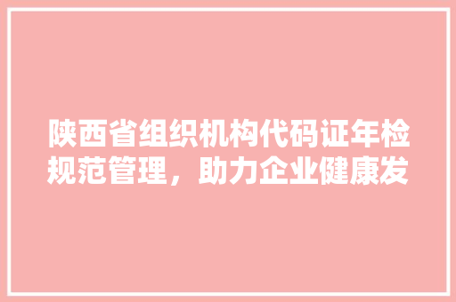 陕西省组织机构代码证年检规范管理，助力企业健康发展 网站建设公司