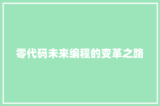 零代码未来编程的变革之路 百度SEO