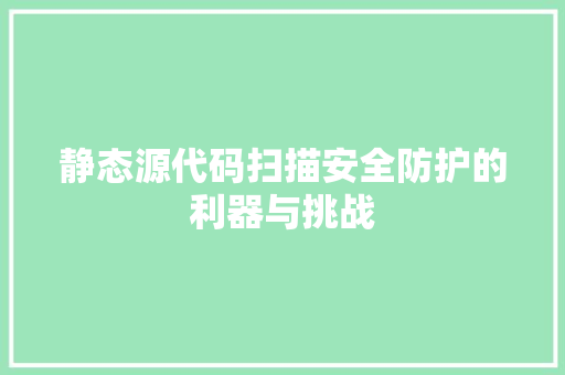 静态源代码扫描安全防护的利器与挑战 必应SEO