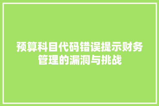 预算科目代码错误提示财务管理的漏洞与挑战 SEO关键词
