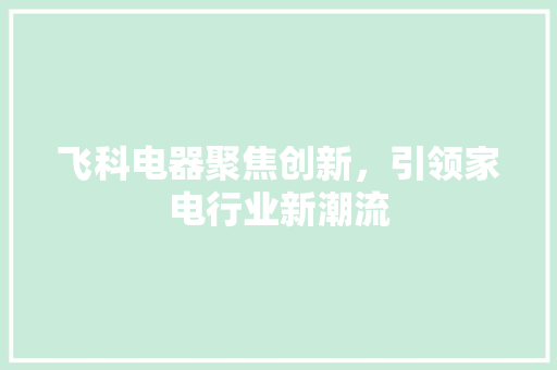飞科电器聚焦创新，引领家电行业新潮流 网站建设公司