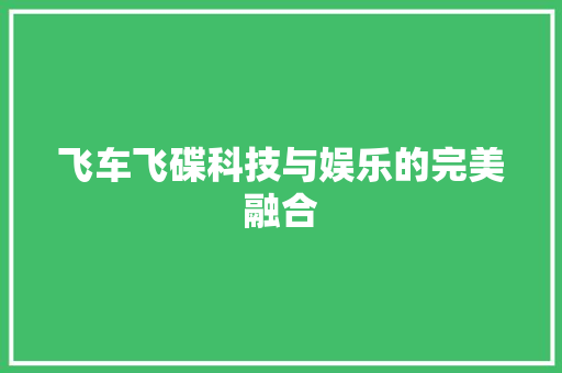飞车飞碟科技与娱乐的完美融合 SEO关键词