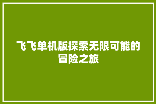 飞飞单机版探索无限可能的冒险之旅 SEO关键词