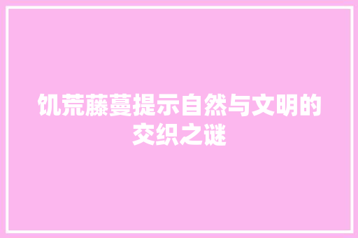 饥荒藤蔓提示自然与文明的交织之谜 必应SEO