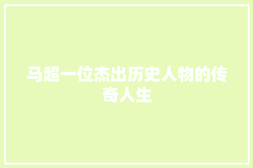 马超一位杰出历史人物的传奇人生 网站建设公司