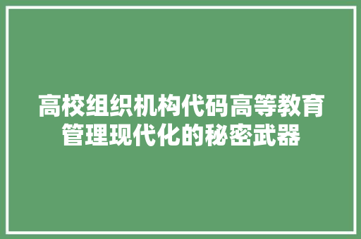 高校组织机构代码高等教育管理现代化的秘密武器 百度SEO