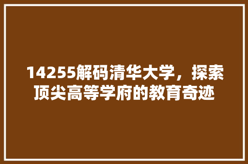 14255解码清华大学，探索顶尖高等学府的教育奇迹 搜狗SEO