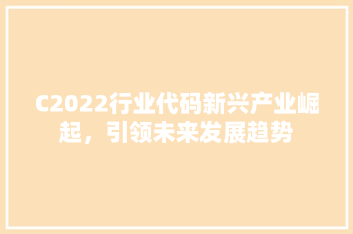C2022行业代码新兴产业崛起，引领未来发展趋势 神马SEO